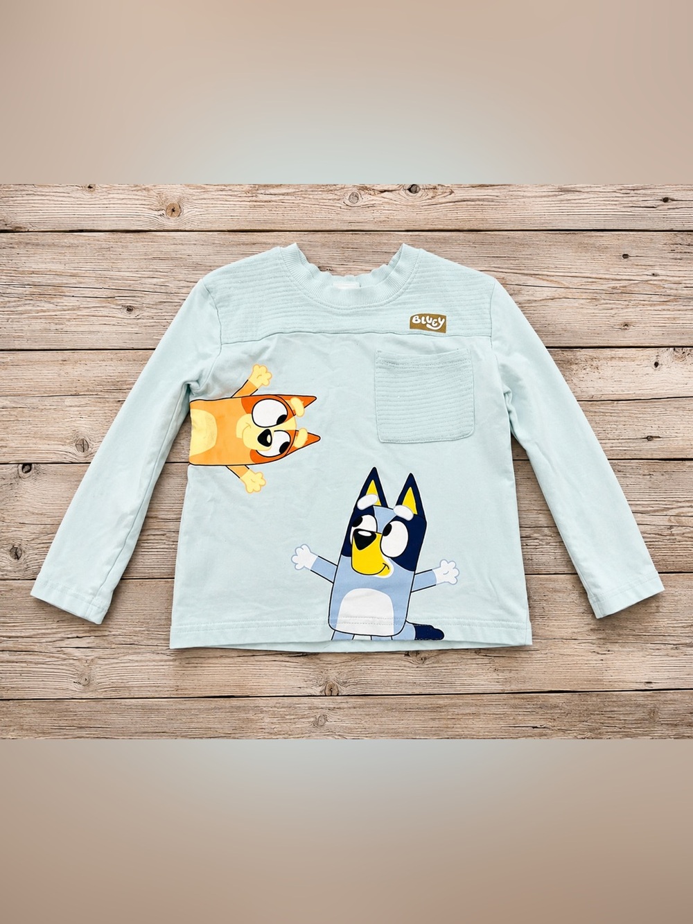 Bluey™ Light Blue Long-Sleeve Kids Tee with Character Graphics 5T